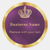 Lila Goldkrone Runder Aufkleber (Vorderseite)