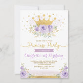 Lila Goldkronprinzessin Birthday Lilac Floral Einladung (Vorderseite)