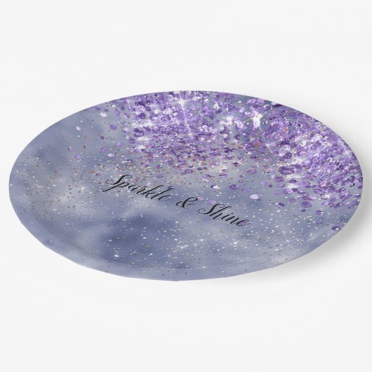 Lila Goldmakel Pappteller (Schrägansicht)