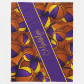 lila Goldmannschaft farbenfroh Basketball Fleecedecke (Vorderseite)