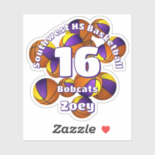 lila Goldmannschaft farbenfrohe Basketball-Basketb Aufkleber