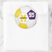lila Goldmannschaft färbt Fußball personalisiert Runder Aufkleber (Tasche)