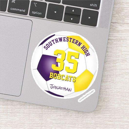 lila Goldmannschaft färbt Jungs Fußball Aufkleber (Detail)