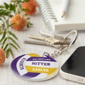 lila Goldmannschaft färbt personalisierte Volleyba Schlüsselanhänger (Vorderseite rechts)