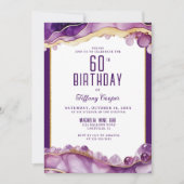 Lila Goldmarmor 60. Geburtstag Einladung (Vorderseite)