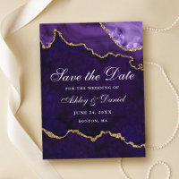 Lila Goldmarmor Agate Geode Save the Date