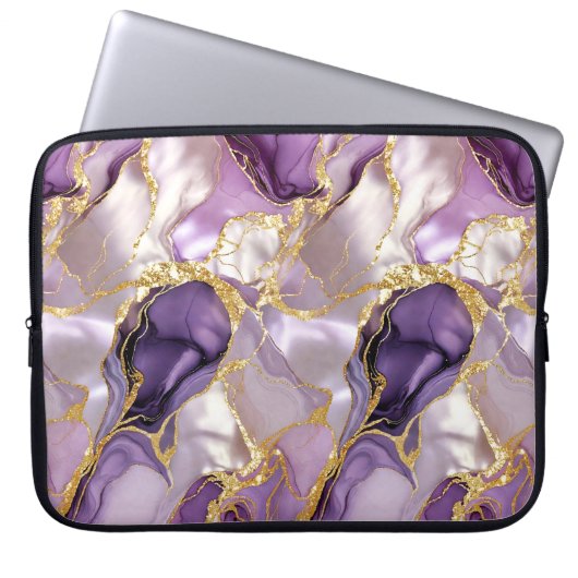 Lila Goldmarmor Laptop Hülle Luxus Case (Vorderseite)