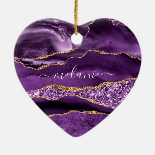 Lila Goldmarmor mit Individuelle Name Keramik Ornament (Hinten)