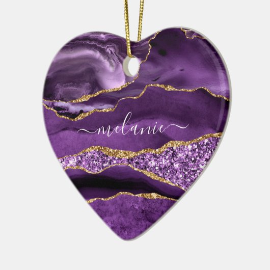 Lila Goldmarmor mit Individuelle Name Keramik Ornament (Links)