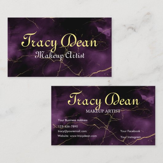 Lila Goldmarmor Moderne, einfach Beruflich Visitenkarte (Vorne/Hinten)