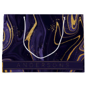 Lila Goldmarmoreffekt Name Frohe Weihnachten Große Geschenktüte (Vorderseite)