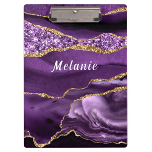 Lila Goldmarmorplatte mit Individuelle Name Klemmbrett