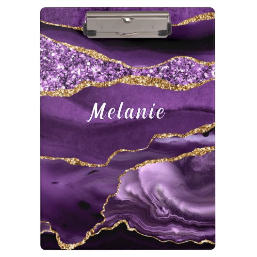Lila Goldmarmorplatte mit Individuelle Name Klemmbrett (Vorderseite)
