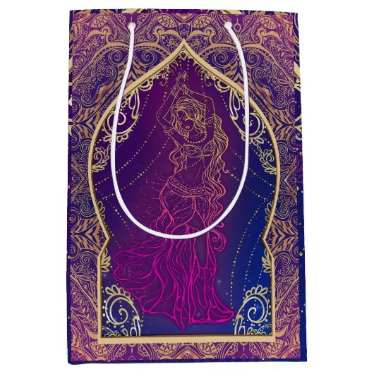 Lila- & Goldmarokkanisches Arabisches Bauchfisch-T Mittlere Geschenktüte (Vorderseite)