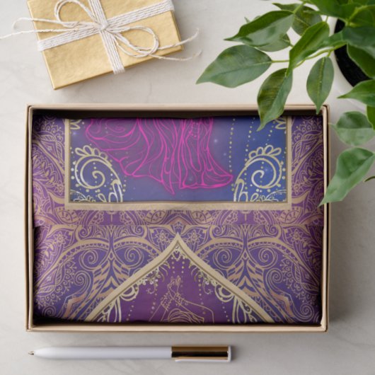 Lila- & Goldmarokkanisches Arabisches Bauchfisch-T Seidenpapier (Geschenk)