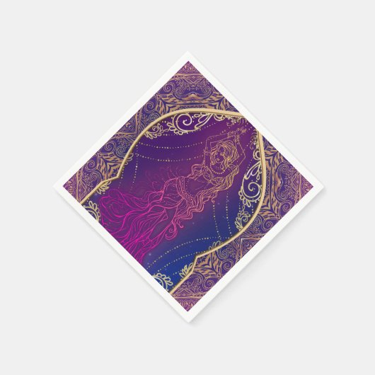 Lila- & Goldmarokkanisches Arabisches Bauchfisch-T Serviette (Ecke)