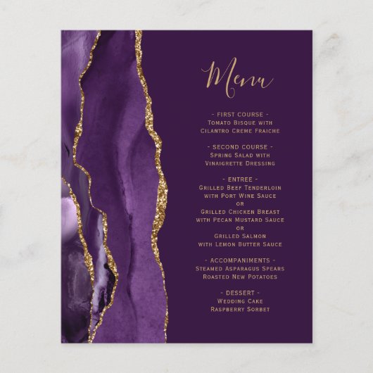 Lila Goldmedaille-Hochzeitmenü (Vorderseite)