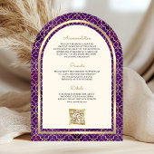 Lila Goldmedaille QR Code Sikh Arch Wedding Einladung