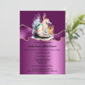 Lila Goldmeer Seepferd schimmert Muschelkorallenme Einladung (Stehend Vorderseite)