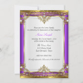 Lila Goldperle Quinceanera Einladung (Rückseite)