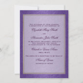 Lila Goldpfauenhochzeit Einladung (Rückseite)