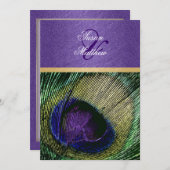 Lila Goldpfauenhochzeit Einladung (Vorne/Hinten)