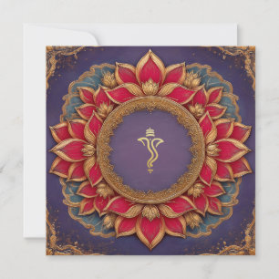 Lila Goldpink Lotus Indian Ganesh Wedding Einladung