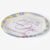 Lila Goldprinzessin Geburtstag Pappteller (Schrägansicht)