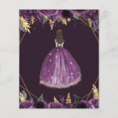 Lila Goldprinzessin Sweet 16 Einladung (Rückseite)