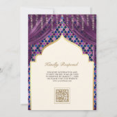 Lila Goldquatrefolie QR Code Sikh Hochzeit Einladung (Rückseite)