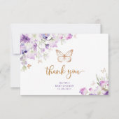 Lila Goldschmetterling Babydusche Danke Karte (Vorderseite)