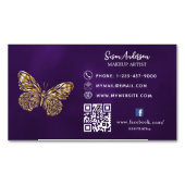 Lila Goldschmetterling QR-Code Facebook Magnetische Visitenkarte (Vorderseite)