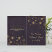 lila Goldschneeflocken Hochzeitsprogramme gefaltet (Stehend Vorderseite)
