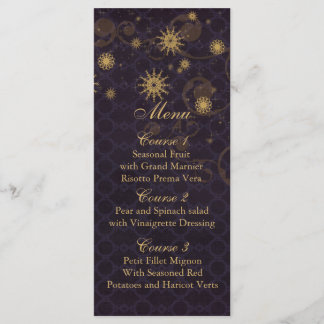 lila Goldschneeflocken Winter Hochzeitskarten Menükarte