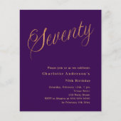 Lila Goldskript - Einladung zum 70. Geburtstag (Vorderseite)