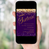 Lila Goldskript, elegant Sweet 16 Einladung