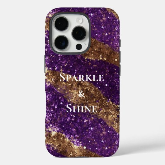 Lila Goldsparkle-Glitzer Case-Mate iPhone Hülle (Rückseite)