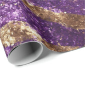 Lila Goldsparkle Glitzer Geburtstag Geschenkpapier (Rolleneckpunkt)