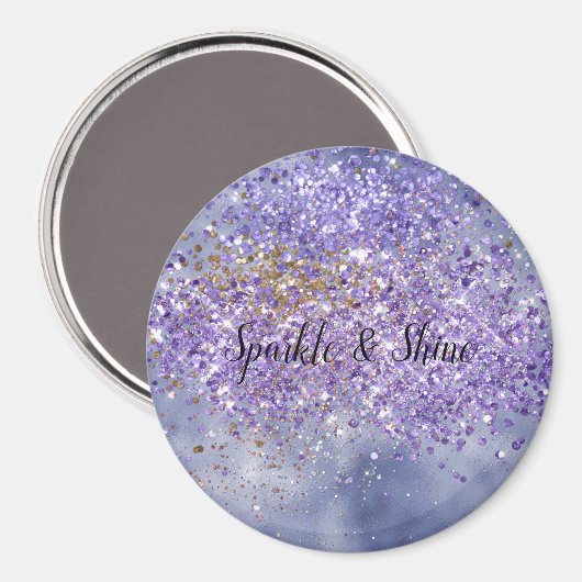 Lila Goldsparkle Magnet (Vorderseite/Rückseite)