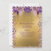 Lila Goldsparkle Quinceanera Rose Einladung (Rückseite)