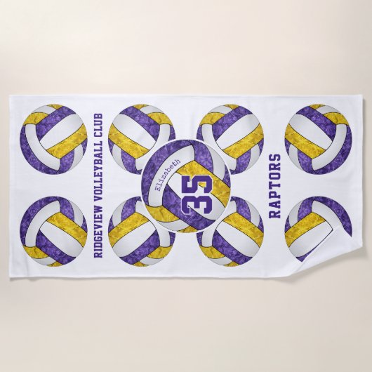 lila Goldteam färbt gürtelförmige Volleyballs Strandtuch (Vorderseite)