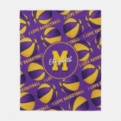 lila Goldteamfarben I Liebe Basketballmuster Fleecedecke (Vorderseite)