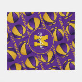 lila Goldteamfarben I Liebe Basketballmuster Fleecedecke (Vorderseite (Horizontal))