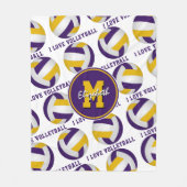 lila Goldteamfarben I Liebe Volleyballmuster Fleecedecke (Vorderseite)