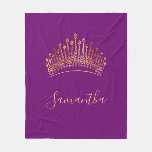 Lila Goldtiara-Kronname Fleecedecke (Vorderseite)