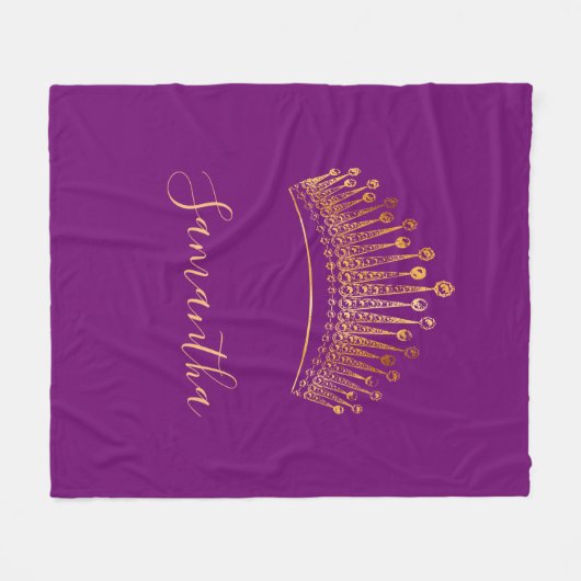 Lila Goldtiara-Kronname Fleecedecke (Vorderseite (Horizontal))