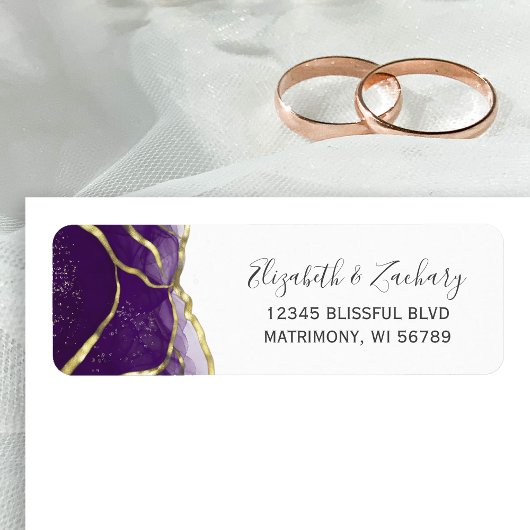 Lila Goldtinte Hochzeit Rücksendeadresse