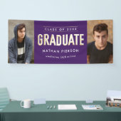 Lila Goldtyp mit zwei Fotos Abschluss Banner (Messe)