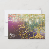 Lila goldverzaubertes Waldöckerbaum RSVP Karte (Rückseite)