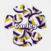 lila Goldvolleyball mit Athleten Namensgewähr Ornament Aus Metall (Vorderseite)